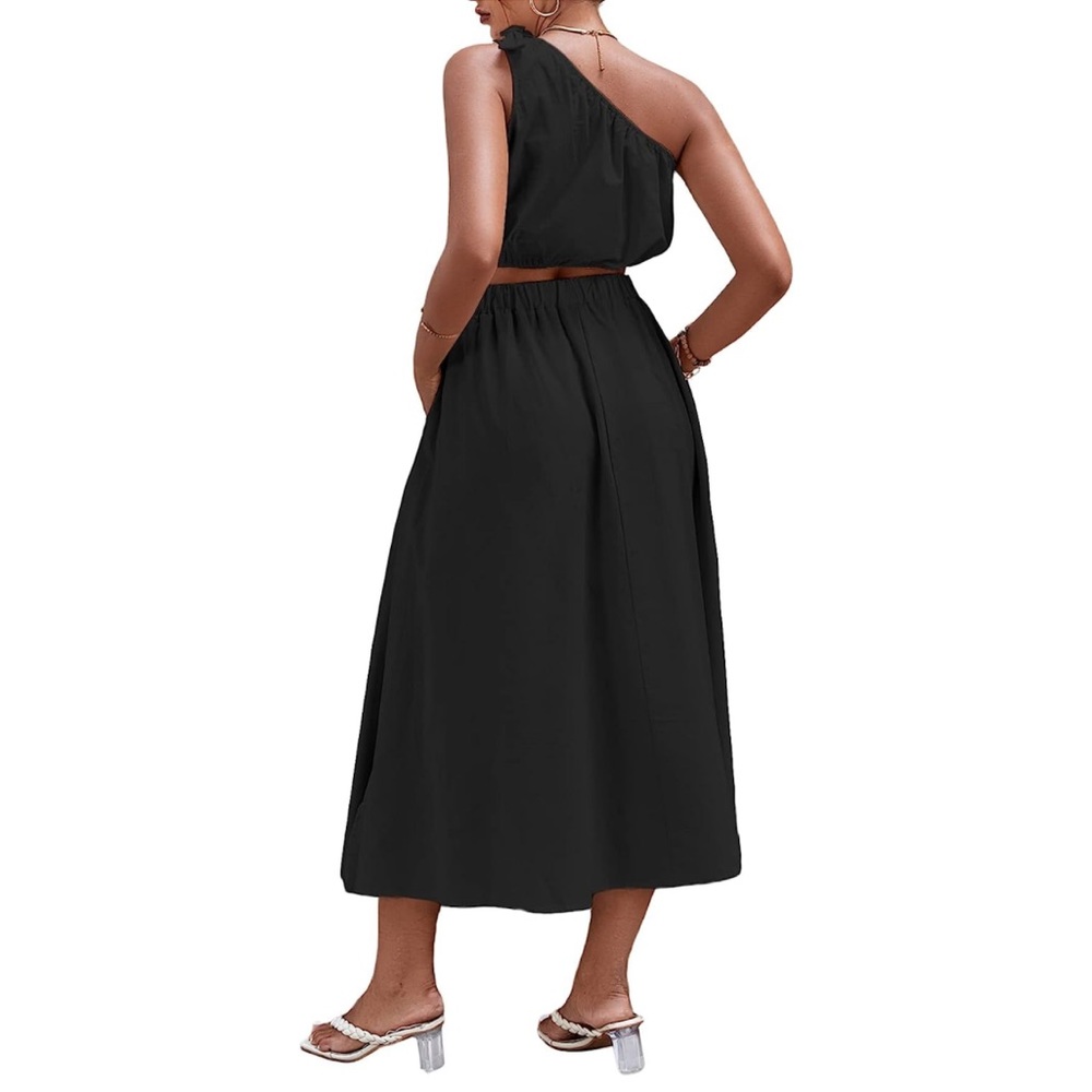 Amazon One Shoulder Crop Top and Midi Skirt Two-Piece Set - Picture 2 of 4